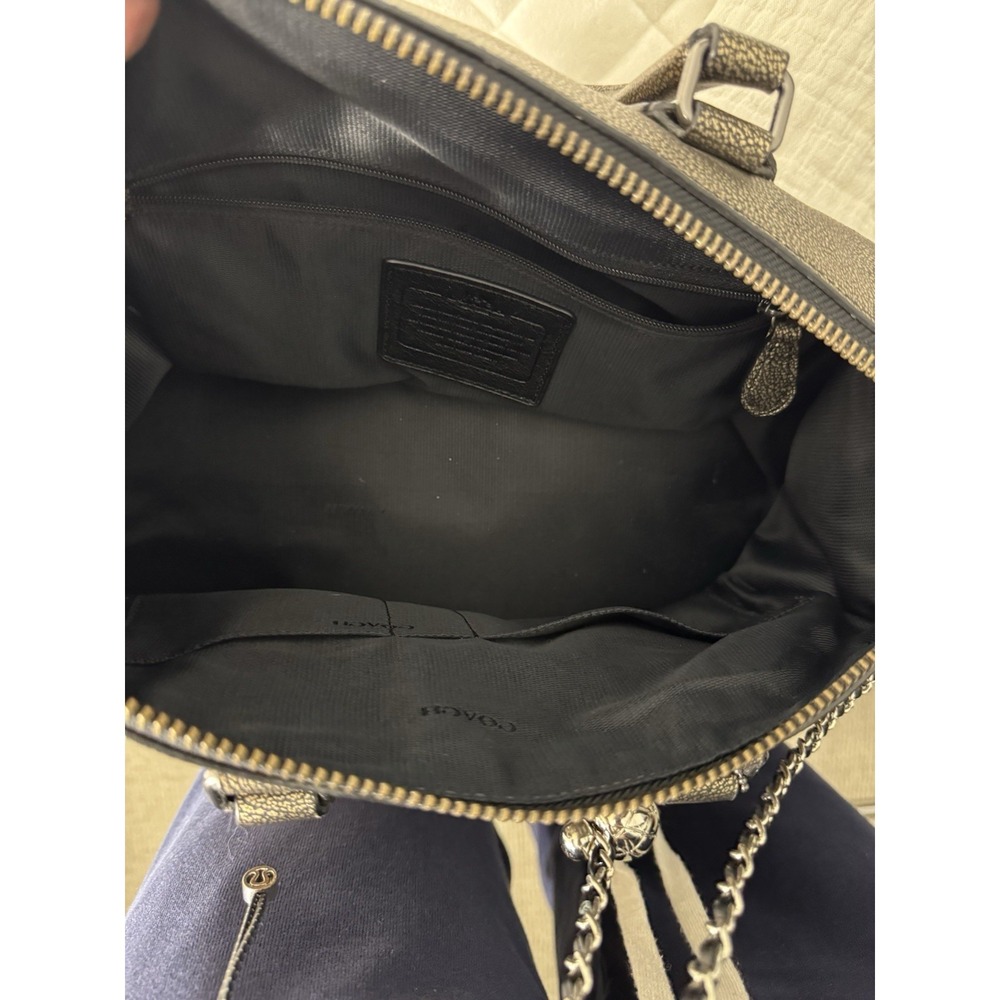 Coach Rhyder 33739 Metallic 2 Tone Leather Satchel Carryall Bag with Long Strap - Picture 5 of 14